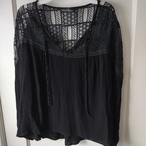 Zanzea Collection Black Boho Lace Gauzy Top